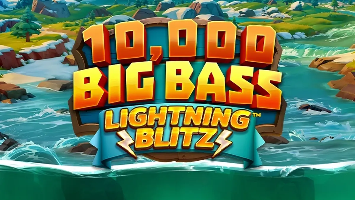 Tampilan visual slot 10,000 Big Bass Lightning Blitz dengan tema memancing.
